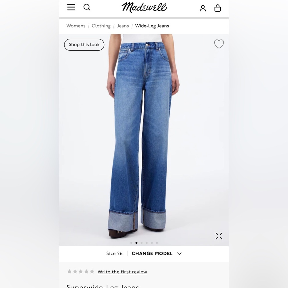 Madewell wide leg cuffed jeans! Size 24 Super cute!
